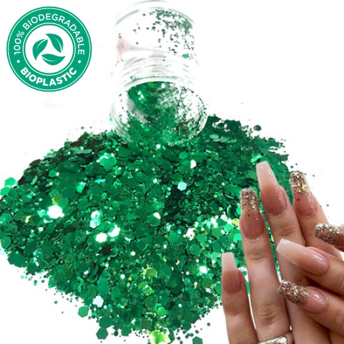 Goedkoopste Chunky Glitters (Groen) [Volume 8g - Festival Glitter Outfit Nagel Decoratie Versiering - Manicure Kunstnagels Nepnagels Acryl Nagels - Kinderen Volwassenen Dames Glitters]