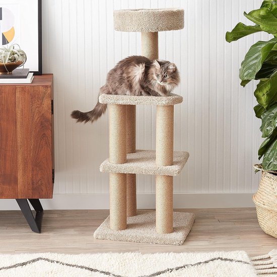 Foto: Krabpaal kattenmeubel met sisaltouw pluche ligbed speelhuisje met holletjes speelgoed voor katten 45l x 45w x 1h centimetres