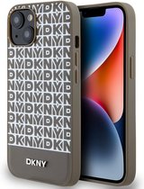 DKNY Repeat Bottom Stripe Back Case (MagSafe Compatible) - Geschikt voor Apple iPhone 14 (6.1") - Bruin