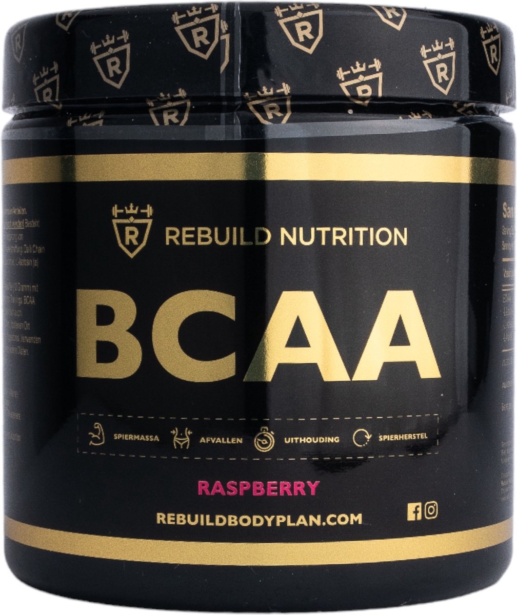 Goedkoopste Rebuild Nutrition BCAA - 300 gr Poeder - Framboos Smaak - Essentiële Aminozuren voor Spierherstel