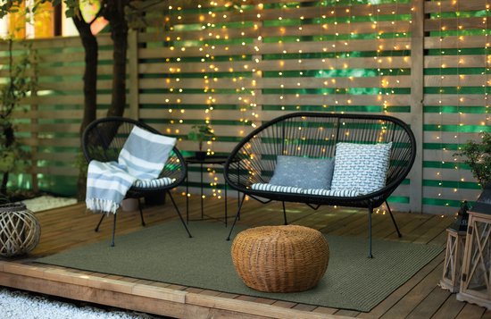 Tapis pour l'intérieur et l'extérieur - Réversible - Aspect sisal - Résistant aux intempéries - Salon Balcon Cuisine - Handgemaakt - Tapis de jardin - Style Boho moderne en jute - Vert - 120cm x 170cm