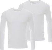 BOXR Underwear - Bamboe Longsleeve T-Shirt Heren - Ronde hals - Wit - 2XL - Zijdezacht - Thermo Control - Lange Mouwen Ondershirt Heren - 2-Pack