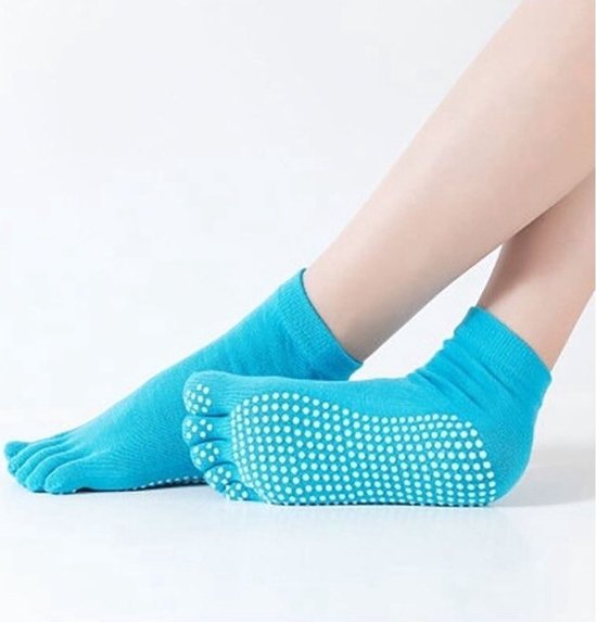 Jumada's - yoga sokken - tenen - paar sokken - 36/40 - anti slip - blauw