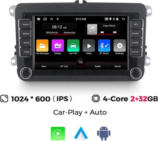 Foto: Wireless apple carplay android auto radio geschikt voor vw volkswagen passat b6 t5 b7 b5 golf 5 6 caddy polo jetta 5 multivan t5 scirocco sharan touran tiguan transporter amarok kever skoda fabia octavia superb yeti seat meer 