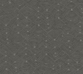 Etnisch behang Profhome 387426-GU vliesbehang hardvinyl warmdruk in reliëf licht gestructureerd in etnisch stijl mat zwart bruin grijs 5,33 m2