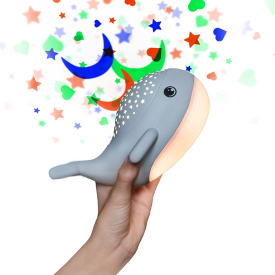MEGALight- WILLY WHALE- sympathiek nachtlampje - projectorfunctie op autotimer van MEGA — afbeelding 2