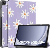 Étui pour tablette iMoshion adapté pour Samsung Galaxy Tab A9 Plus - Bookcase à trois volets iMoshion Design - Multicolore / Distance des fleurs