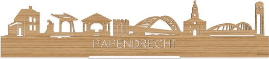 Standing Skyline Papendrecht Bamboe hout - 40 cm - Woon decoratie om neer te zetten en om op te hangen - Meer steden beschikbaar - Cadeau voor hem - Cadeau voor haar - Jubileum - Verjaardag - Housewarming - Aandenken aan stad - WoodWideCities