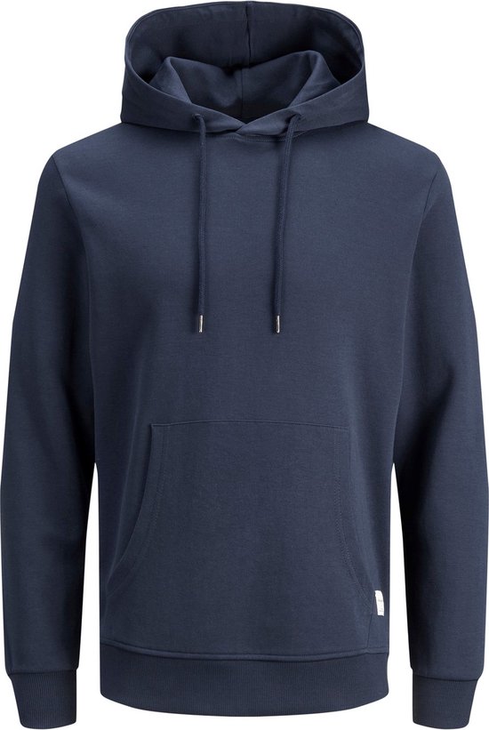 JACK & JONES Basic sweat hood regular fit - heren hoodie katoenmengsel met capuchon - blauw - Maat: XS