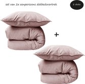 HOOMstyle Voordeel SET Dekbedovertrek Soft Cotton - 140x200/240cm - Eenpersoons - 2x - Oud Roze