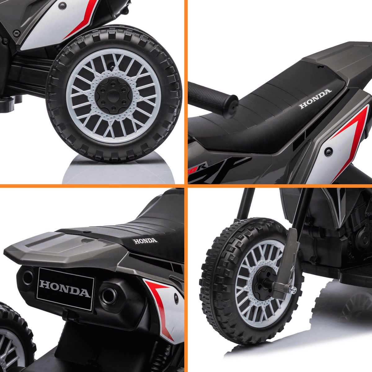 Honda CRF450 Elektrische Kindermotor 1 tot 3 jaar – Officieel Gelicentieerde Crossmotor met 3 Wielen voor Extra Stabiliteit – Li-ion Kindermotor met Claxon & Automatische Rem – Grijs — afbeelding 7