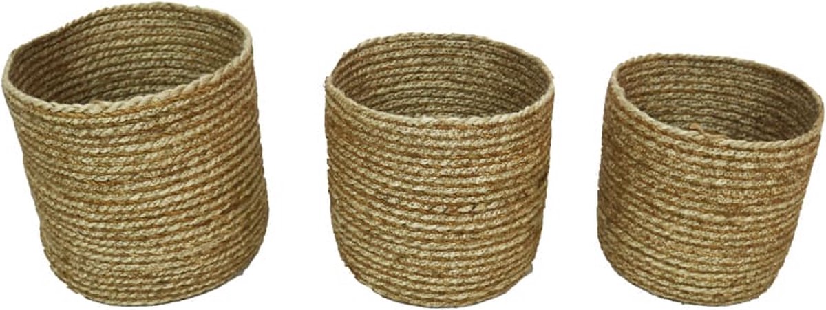 DKNC - Manden Mia - Gras - 23x23x23cm - Set van 3 - Natuurlijk