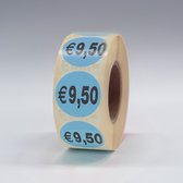 “€9,50” Prijs Stickers op rol 35mm blauw - 1000ex.