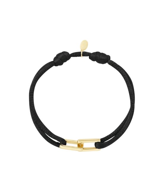 Satijnen armband Schakel - Verstelbaar - One Size - Zwart - Trendy
