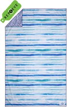 SooBluu - Sneldrogende handdoek reishanddoek strandlaken - Duurzaam gemaakt van gerecycled plastic (rPET) tot microvezel handdoek  -  dames en heren - compact lichtgewicht dun badlaken - absorberend - zandvrij - bont  100x160 - blauw wit