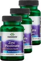 Swanson | Zinc Picolinate 22mg | 60 Capsules | 3 stuks | 3 x 60 Capsules