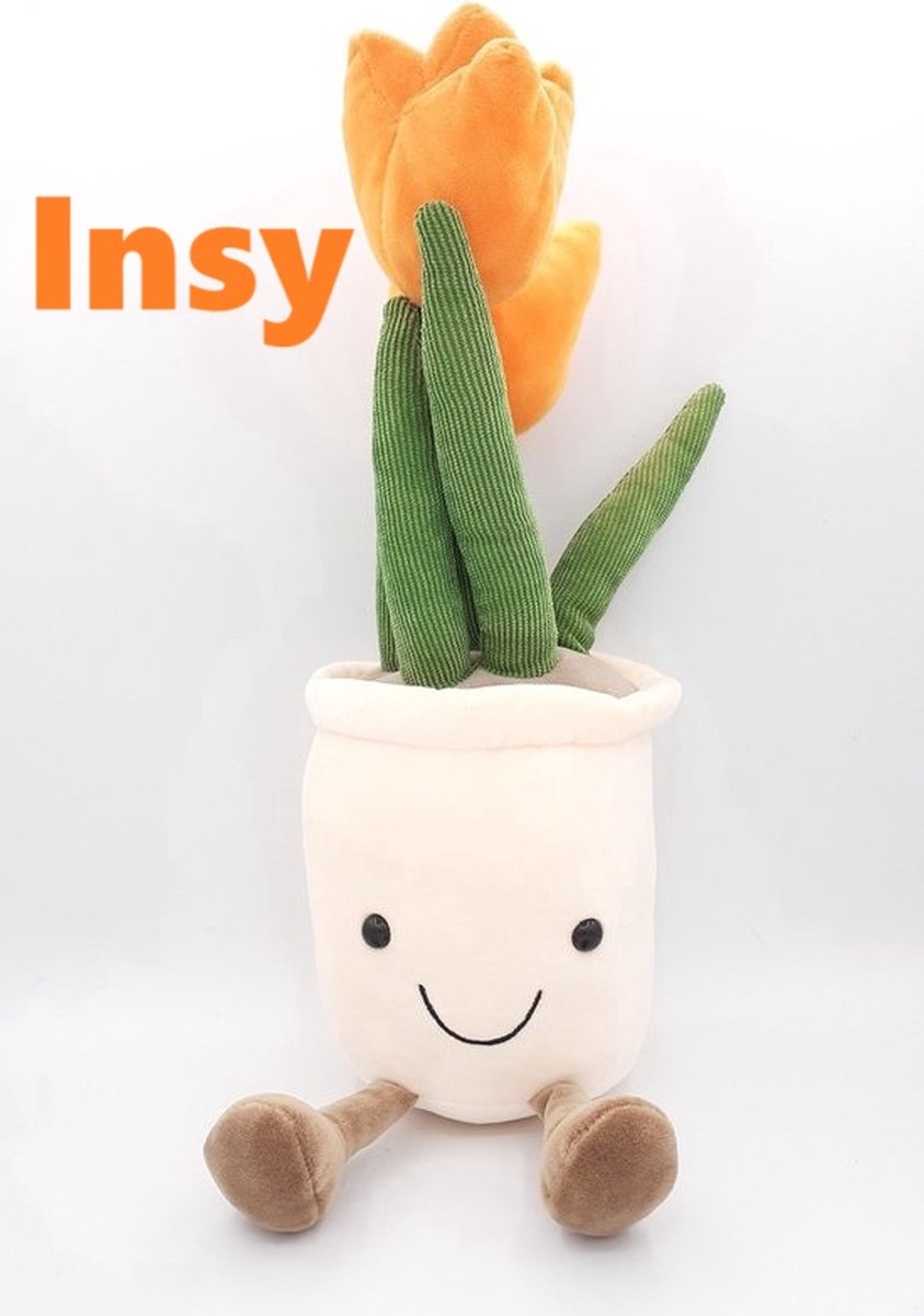 Feestdecoratie, Pluche knuffel oranje zacht tulpen bloem vaas , bloemen, tulpen, tulp, tulip, feestdecoratie, speelgoed, pop, decoratie, toys en souvenir van holland.