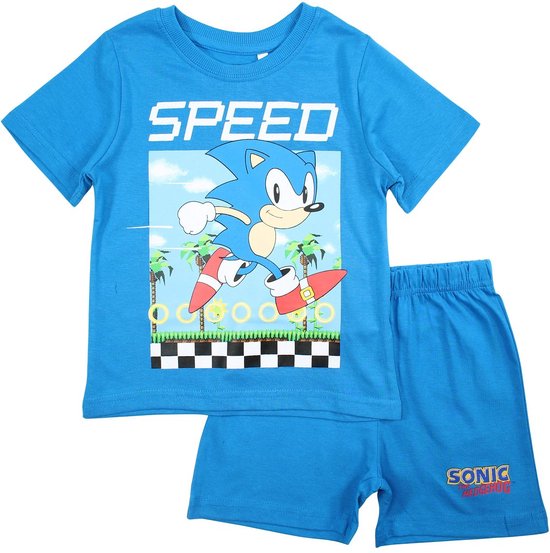 Sonic the Hedgehog shortama/pyjama speed katoen blauw maat 116