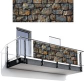 Balkonscherm 300x110 cm - Balkonposter Stenen - Steenoptiek - Grijs - Bruin - Balkon scherm decoratie - Balkonschermen - Balkondoek zonnescherm