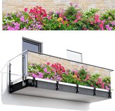 Balkonscherm 300x80 cm - Balkonposter Bloemen - Planten - Bladeren - Stenen - Balkon scherm decoratie - Balkonschermen - Balkondoek zonnescherm