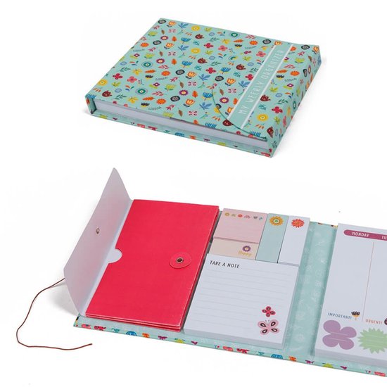 Eurekakids Agenda Flowers - Planner met Notitieblok en Plaknotities - Stevige Organizer