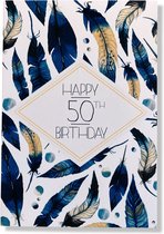 Hourra 50 ans ! Carte d'anniversaire de Luxe - 12x17cm - Carte de vœux pliée avec enveloppe - Carte d'âge