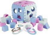 Shape Sorteer Speelgoed voor Baby's | Speelkubus met 18 blokken en bijtring | Lerend speelgoed - paars blauw groen