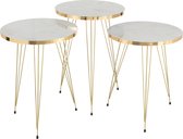 J-Line Set De 3 Tables De Salon Mdf/Metal Blanc/Or