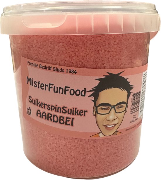 Foto: Suikerspin suiker aardbei 2 kilo 100 suikerspinstokjes misterfunfood