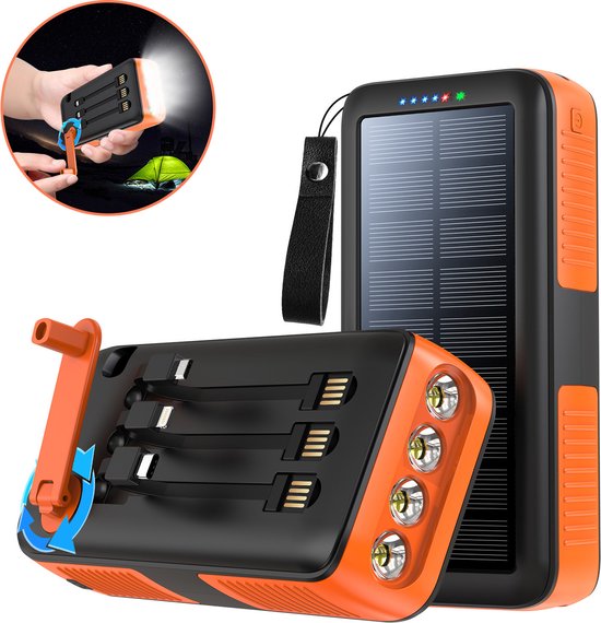 JONKUU Chargeur de Téléphone Portable 20000mAh avec Câbles Intégrés et