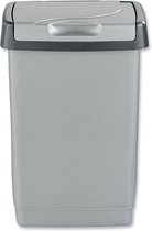 Click It afvalbak , Afvalbak in de kleur grijs, Met een inhoud van 50 liter, Geschikt voor woonruimte: Badkamer Kantoor Keuken