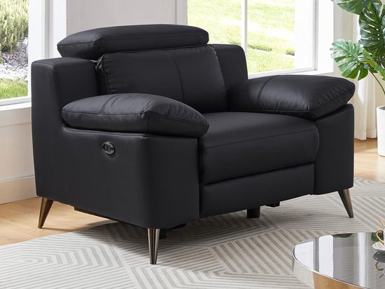 Elektrische relax-fauteuil van zwart leer MAROTI L 114 cm x H 80 cm x D 103 cm