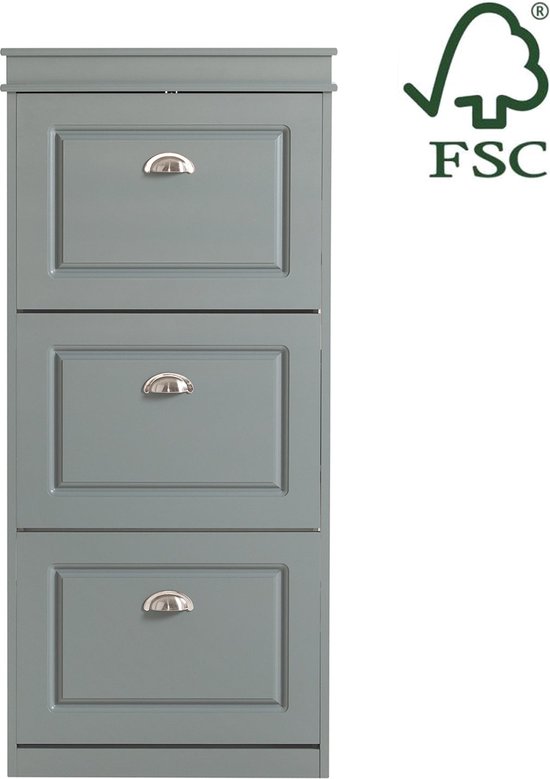 en.casa] Schoenenkast Lund schoenenorganizer met 4 kleppen spiegeldeuren zwart 134x60x24 cm