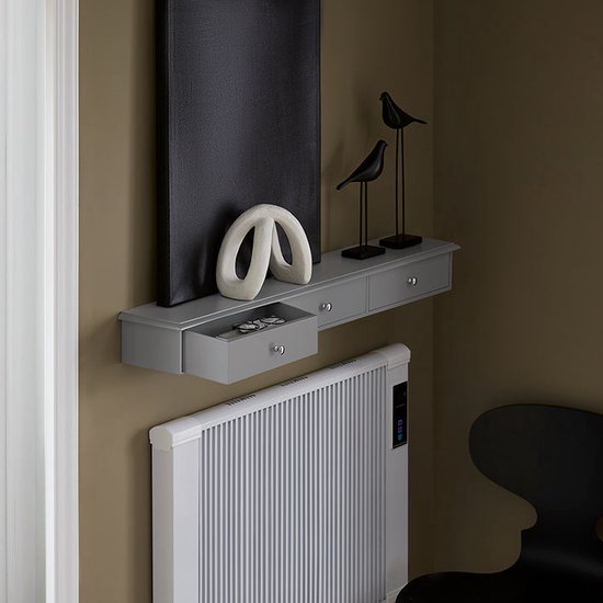 Estantería de pared Geeste con cajón MDF 60x15x10 cm – Blanco [en.casa