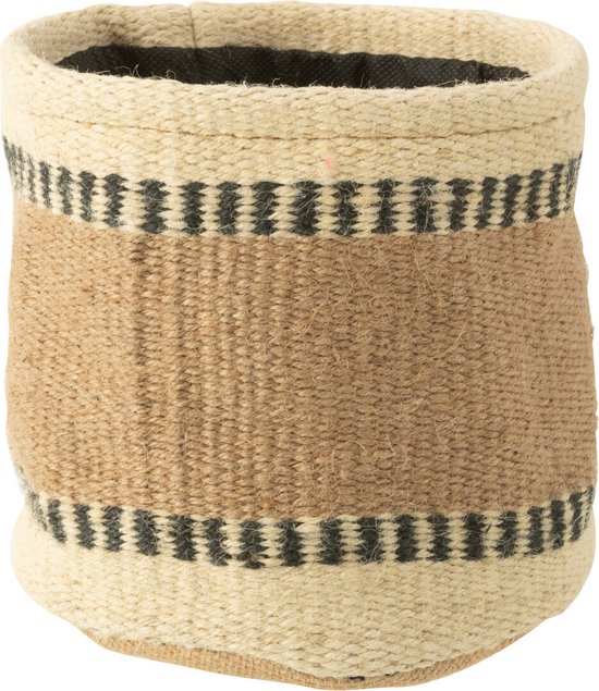 J-Line mand Rond + Band - jute - naturel/beige - medium - 2 stuks