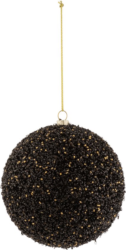 J-Line boule de Noël Pailettes - plastique - noir/or - medium - 4 pcs