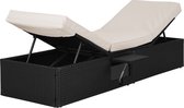 Casaria Lounger - Table Pliante Ajustable Polyrotin 200x85 - Zwart Crème
