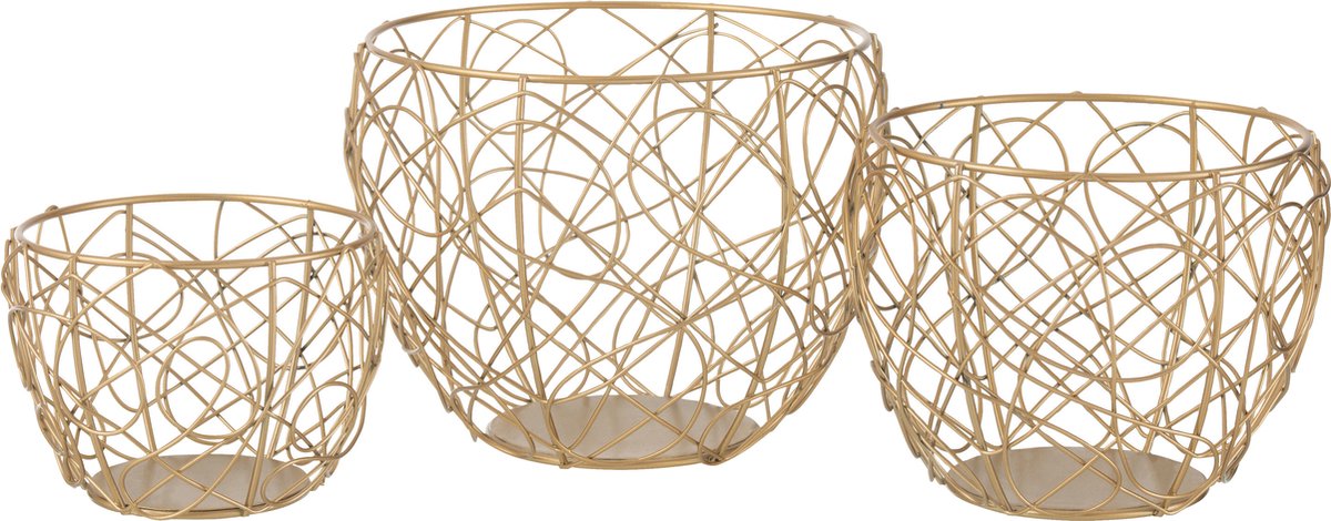 J-Line mand Rond - metaal - goud - 3 stuks