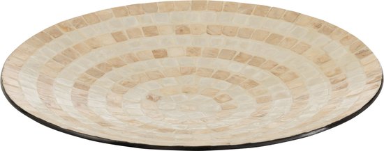 J-Line decoratie Dienblad Rond Schelpen - karton - beige