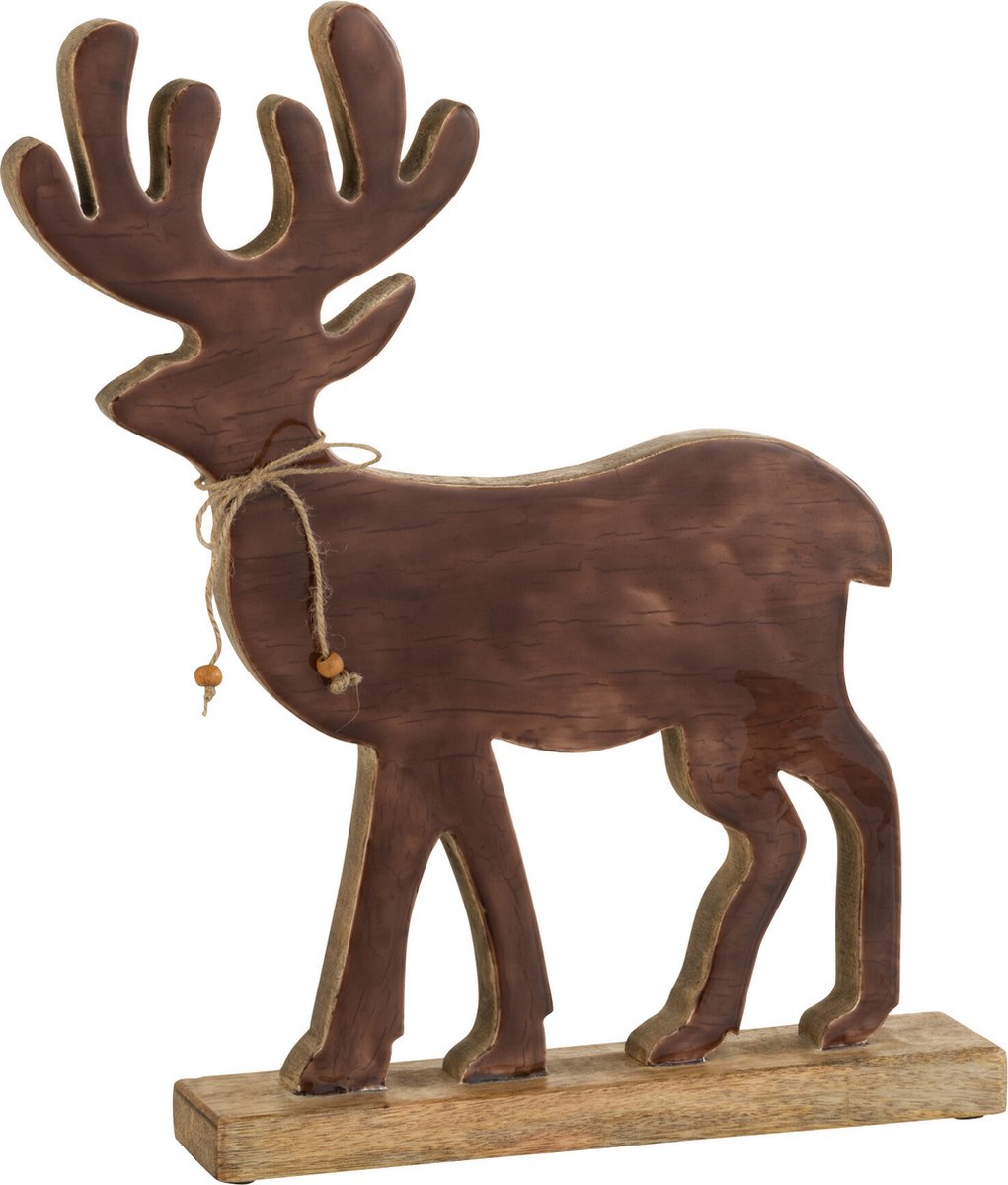 decoratie Rendier - hout - bruin - large