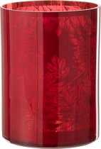 J-Line windlicht Bloemen - glas - rood - extra large