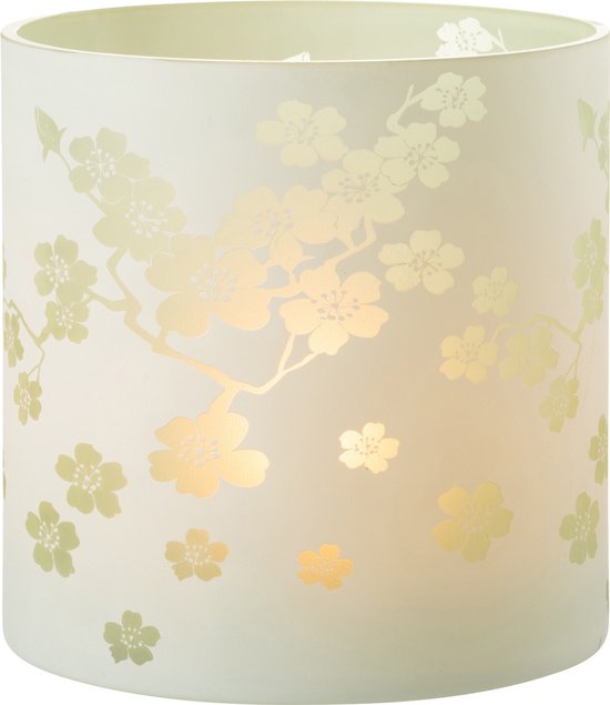 J-Line windlicht Bloemen - glas - groen - extra large