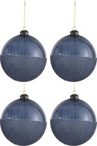 Coffret 4 Boules de Noël Perles Glas Blauw Large