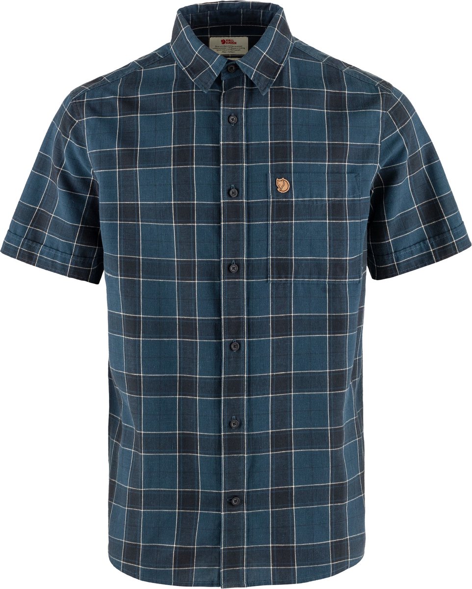 FJALLRAVEN Övik Travel Shirt SS 534 555 indigo dark L Marineblauw