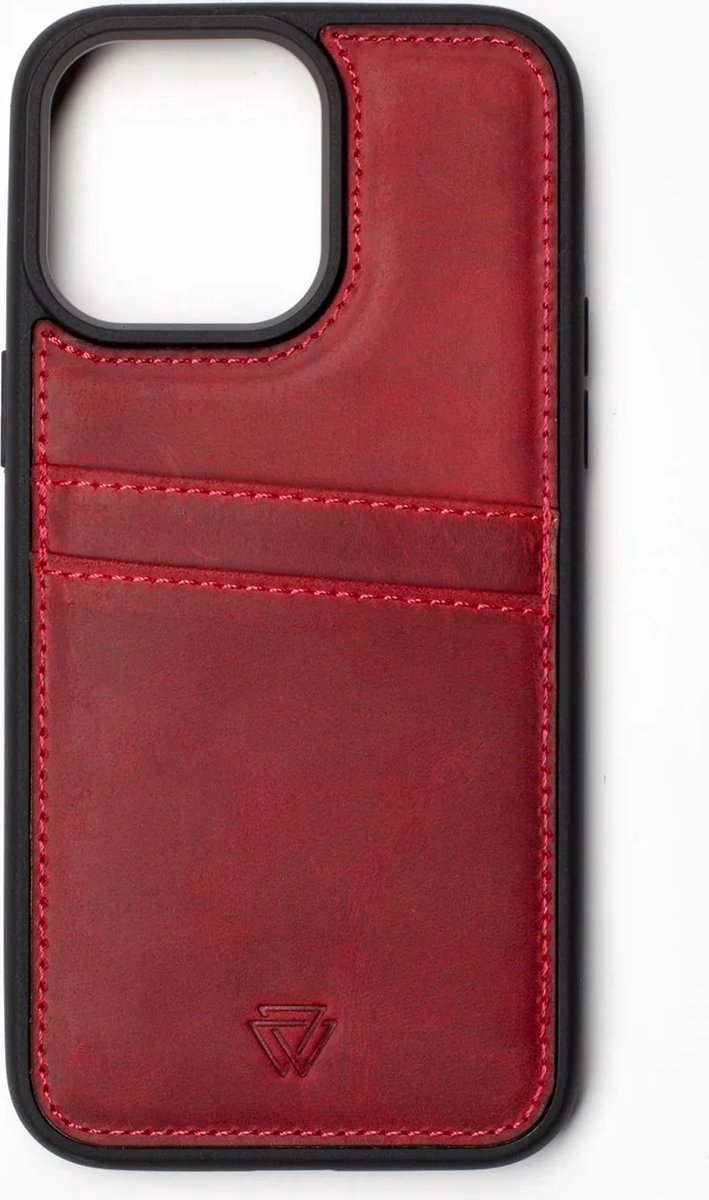 Wachikopa leather Back Cover C.C. Case for iPhone 14 Plus Rood