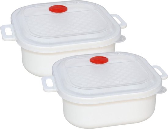 Gerimport Bol pour micro-ondes avec couvercle/valve - 2x - 1,7 litre - plastique - marmite chauffante