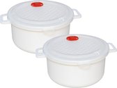 Gerimport Magnetronschaal met deksel/ventiel - 2x - 1.8 liter - kunststof - opwarm pot