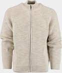 Beige gebreid vest van BOSS met ritssluiting, opstaande kraag en lange mouwen.