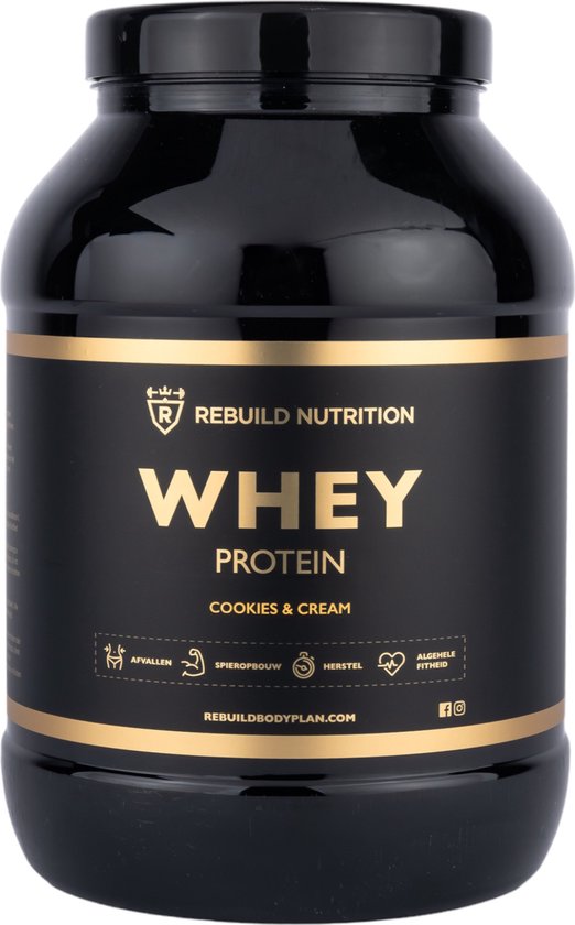Rebuild Nutrition Whey Proteïne - Cookies & Cream smaak - Whey Protein - Proteïne Poeder - Hoogwaardige Eiwitpoeder - 40 Eiwitshakes - 1000 gram