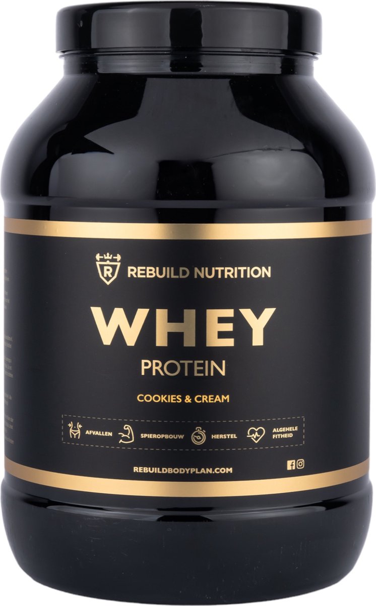 Goedkoopste Rebuild Nutrition Whey Proteine - Cookies & Cream smaak - Whey Protein - Proteïne Poeder - Hoogwaardige Eiwitpoeder - 40 Eiwitshakes - 1000 gram